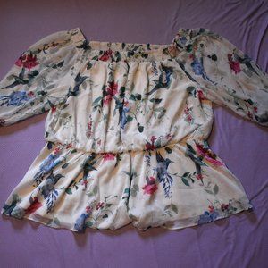 City Chic Convertible Sleeve Hummingbird Top Size XXL/24